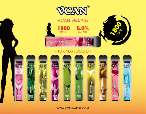 VCAN SQUARE Disposable Vape E-Cigarette 1800 Puffs Square Shape Sexy Style Design Massive Vapor Clouds Cost Effective